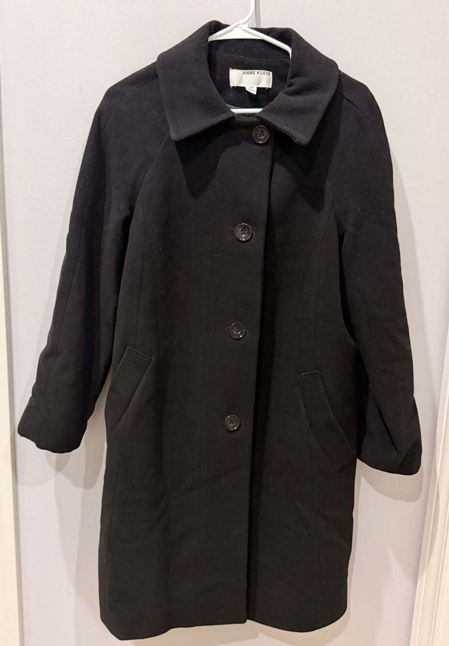Black Single-Breasted Wool Blend trench Coat